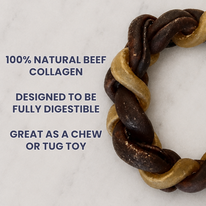 Collagen Braid Donut Dog Chew – Natural Long Lasting Treat, High Protein & Joint Support