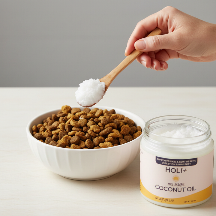 Adding coconut oil as topper to kibble