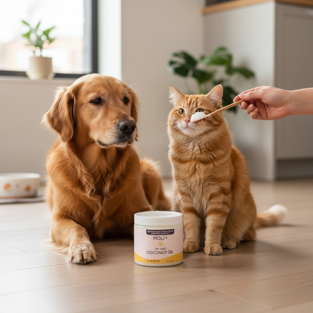 Dog and cat with coconut oil